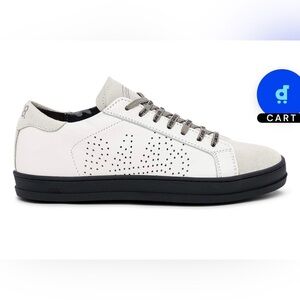 P448 Men’s John Leather Sneakers – White/Gray – Size 38 (US 6–6.5)